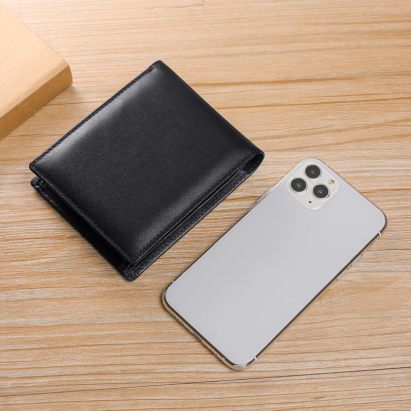 Men's First Layer Cowhide Leather Off Short Men's Wallets