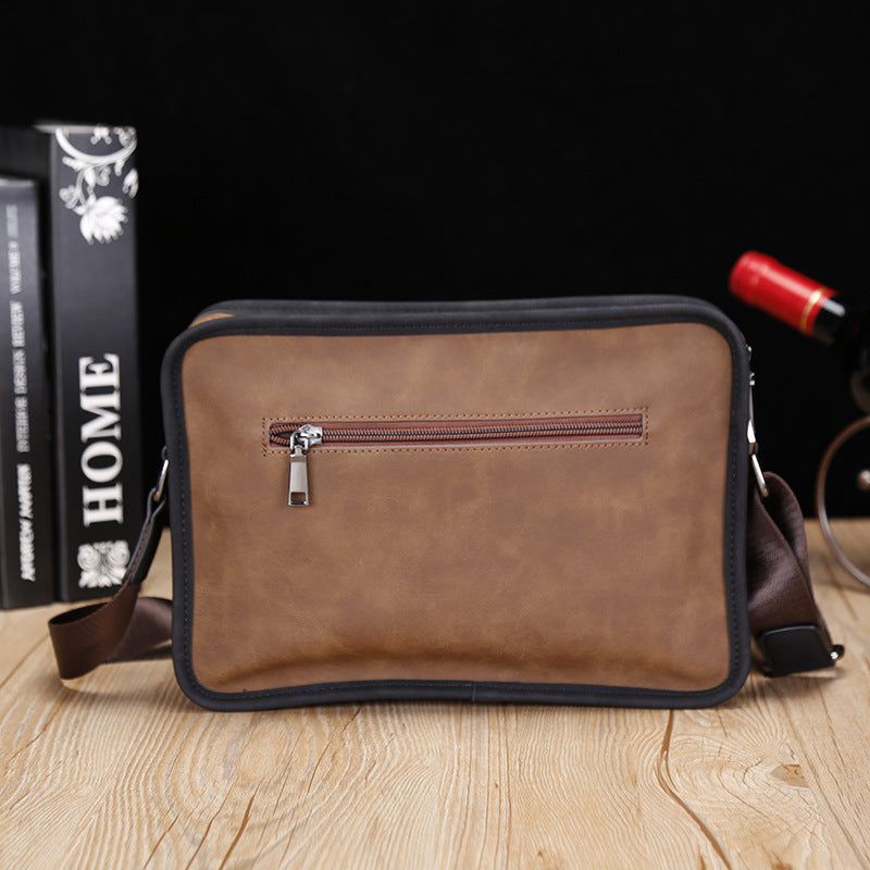 Men's Crazy Horse Leather British Vintage Trendy Men's Messenger Bags