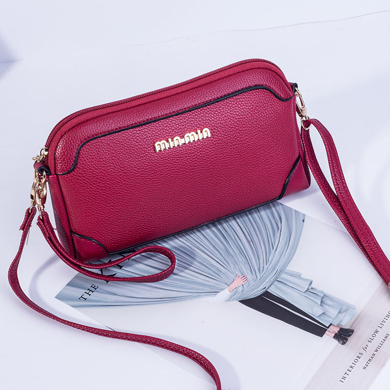 Women's Litchi Pattern Shell Fashion Fan Clutch Women's Shoulder Bag