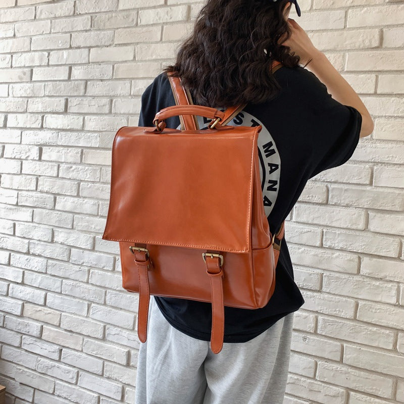 Women's Fashionable Korean Style Fashion Soft Leather Backpacks