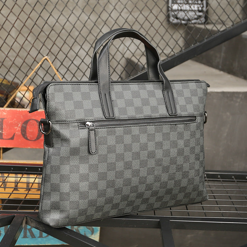 Men's Classic Classy Trendy Plaid Business Men's Handbags