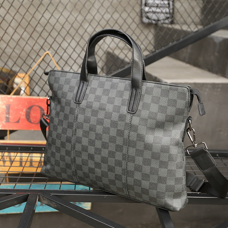 Men's Classic Classy Trendy Plaid Business Men's Handbags