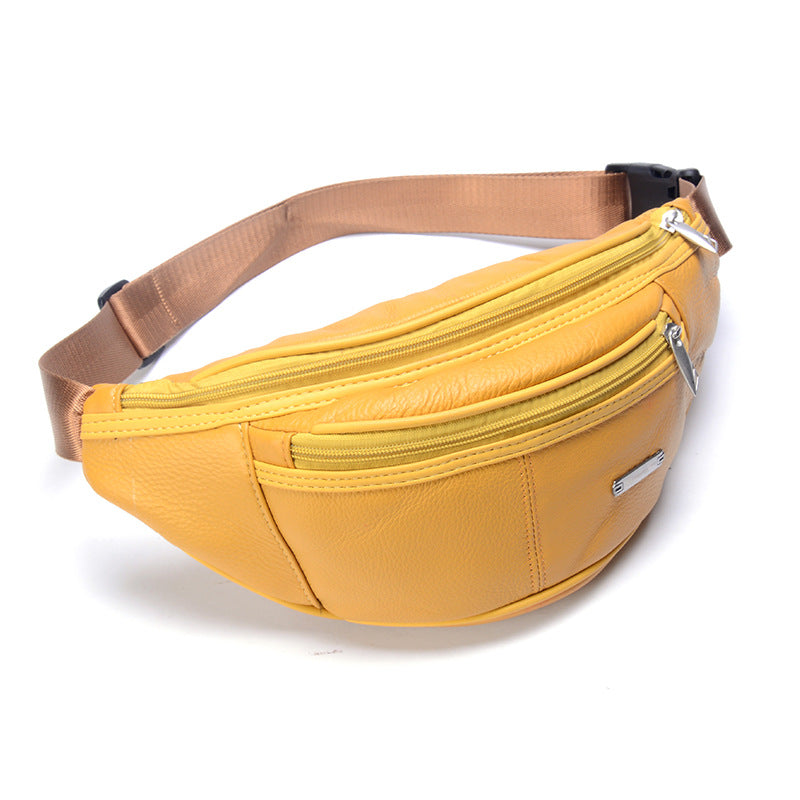 Men's Retro Genuine Leather Moon Type Large Men's Waist Packs