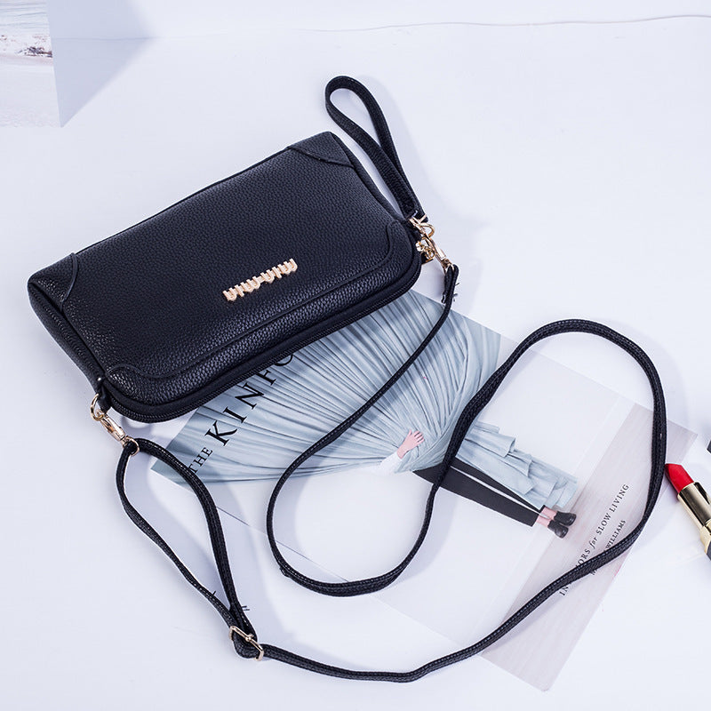 Women's Litchi Pattern Shell Fashion Fan Clutch Women's Shoulder Bag