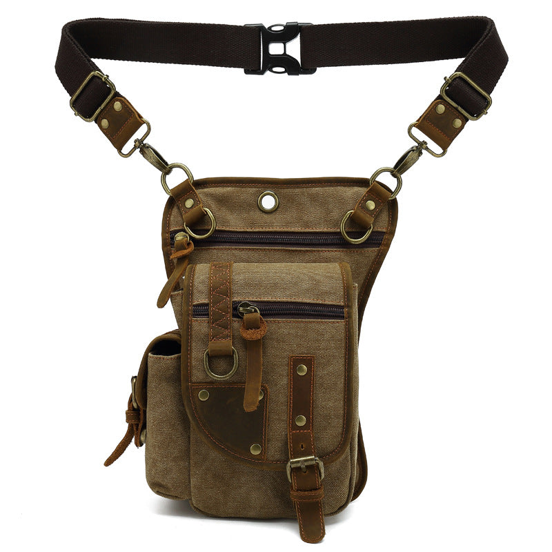 Men's Grid Riding Leg Canvas Fashion Korean Bags