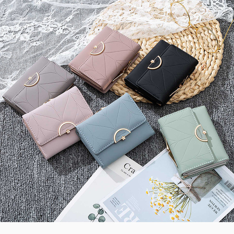 Women's Short Niche Fresh Multiple Slots Folding College Bags