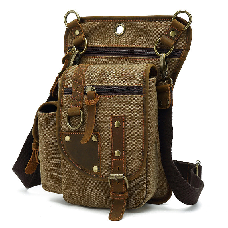 Men's Grid Riding Leg Canvas Fashion Korean Bags