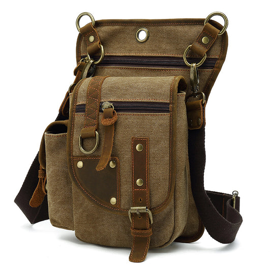 Men's Grid Riding Leg Canvas Fashion Korean Bags