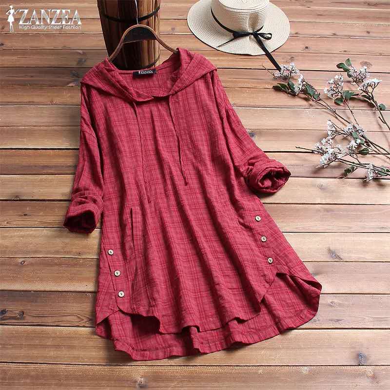 Women's Plaid Long Sleeve Mid-length Solid Color Blouses