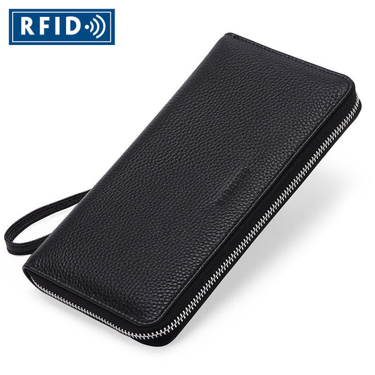 Women's Swiping Leather Large Capacity Long Top Layer Cowhide Ladies Wallets
