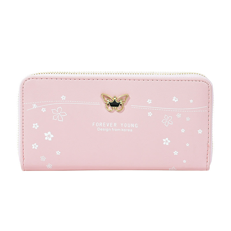 Women's Long Wrist Strap Printed Soft Leather Double Handbags