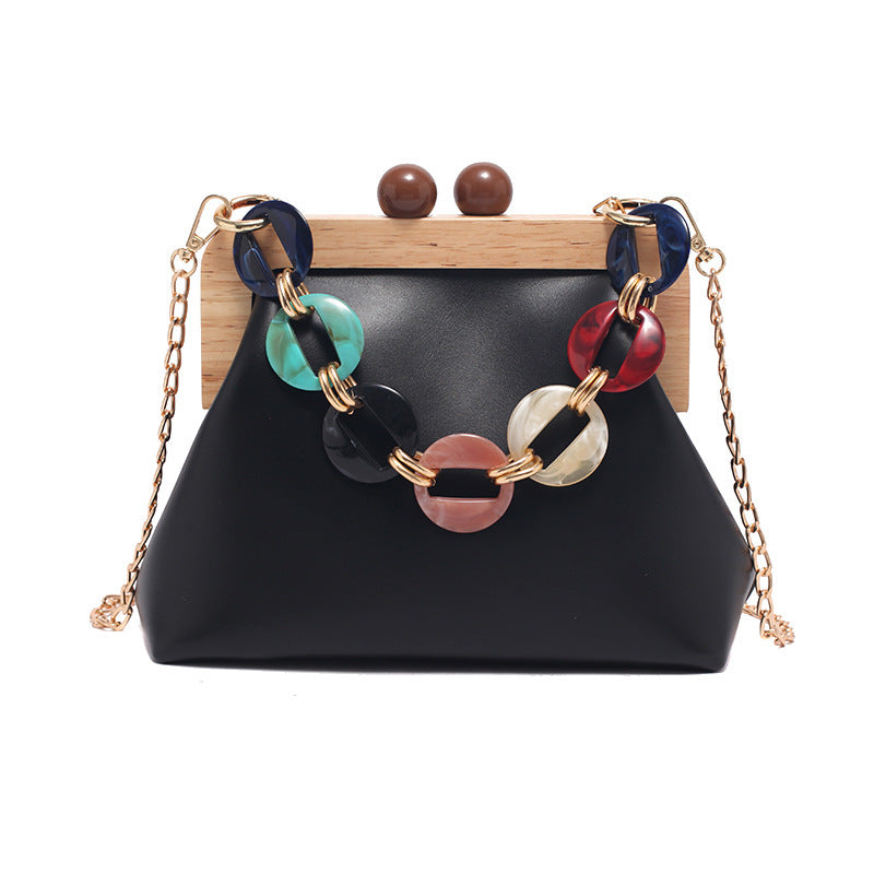 Women's Autumn Fashion Simple Retro Clip Mouth Shoulder Bags