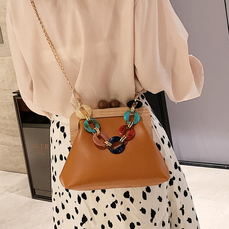 Women's Autumn Fashion Simple Retro Clip Mouth Shoulder Bags