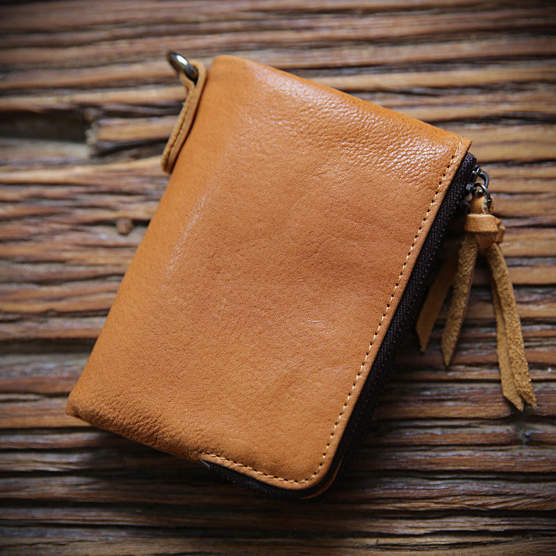 Men's Genuine Leather Korean Fashionable Zipper Hasp Ladies Wallets