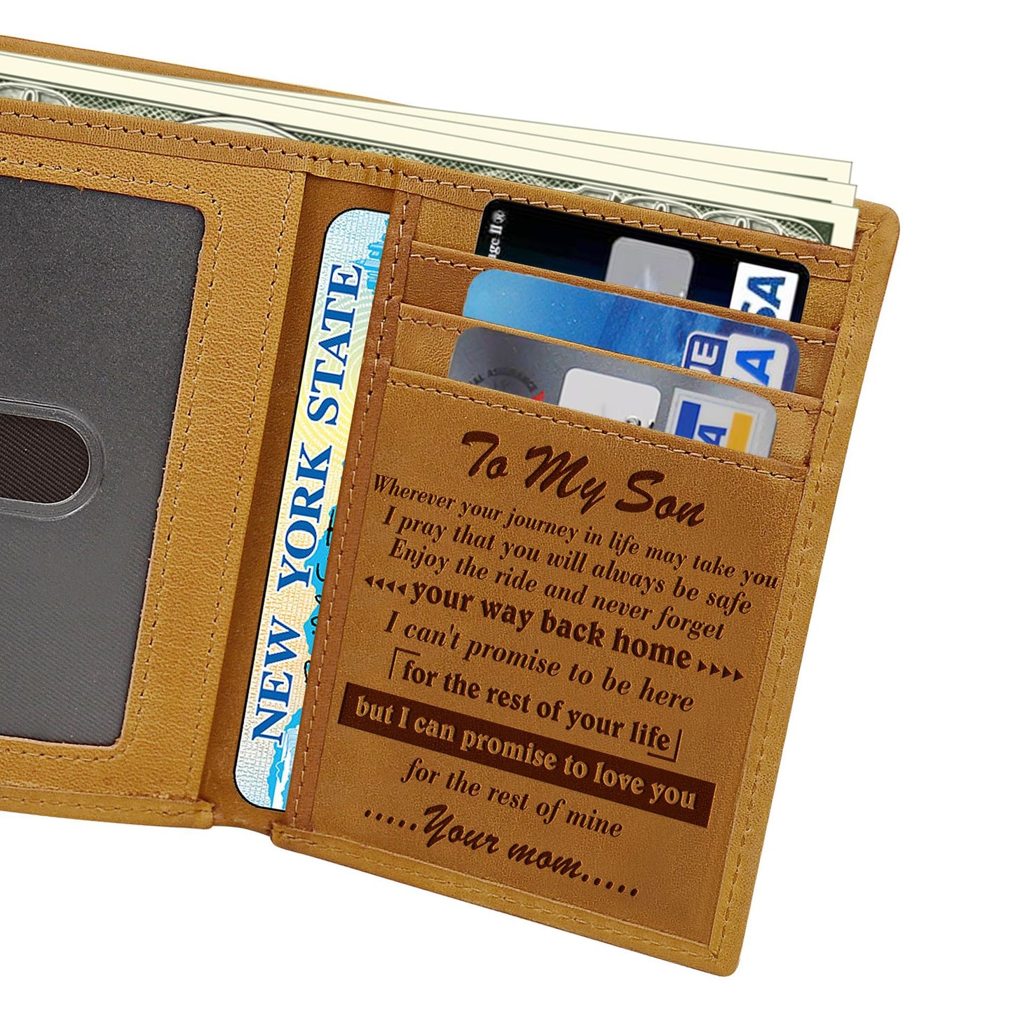 Men's Laser Sculpture Three Fold Crazy Horse Card Holder