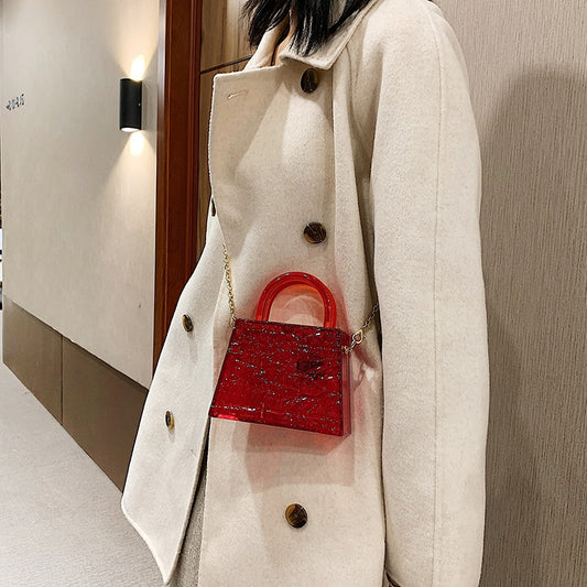 Women's Ice Crack Transparent Acrylic Tide Portable Crossbody Bags