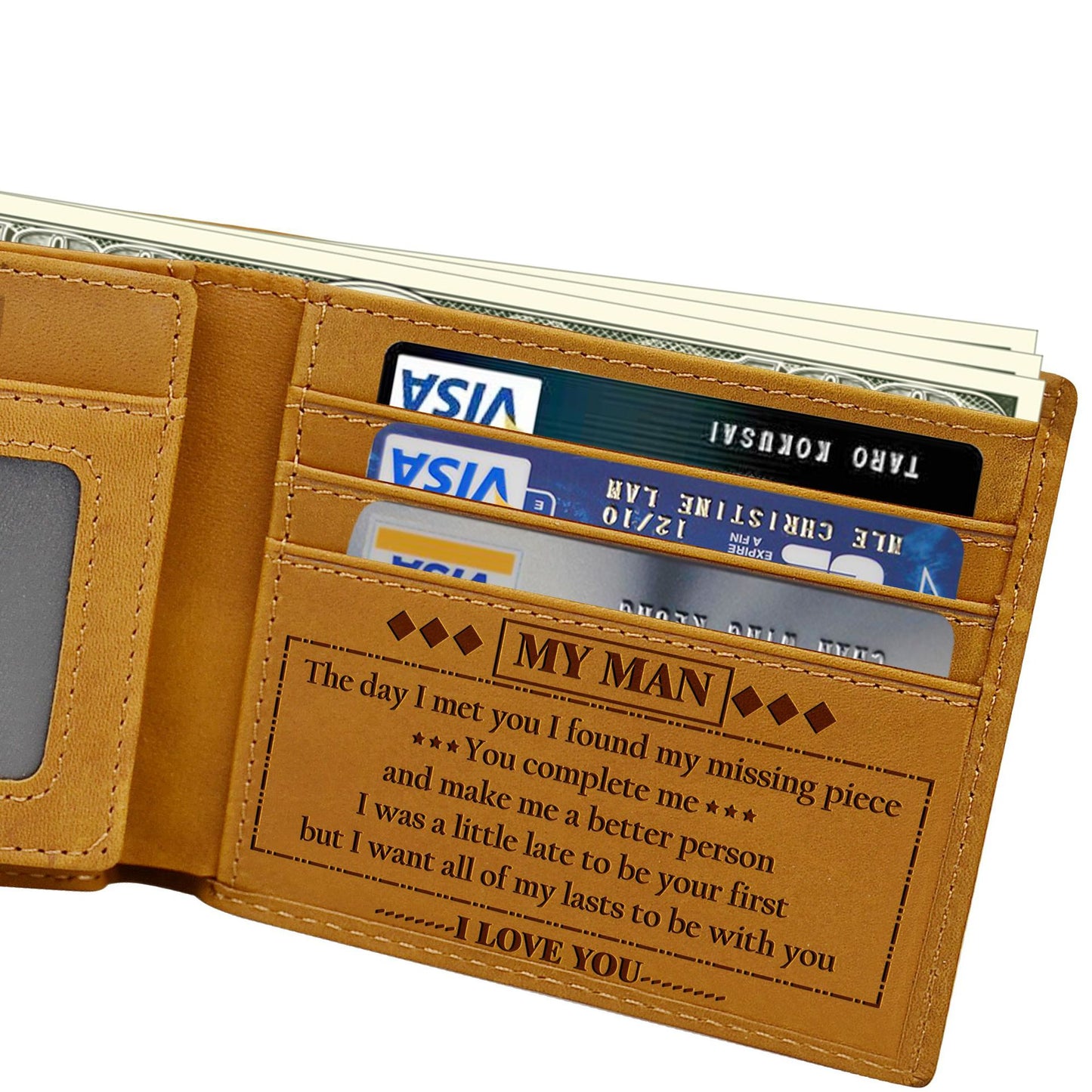 Men's Retro Crazy Horse Leather Genuine Laser Men's Wallets