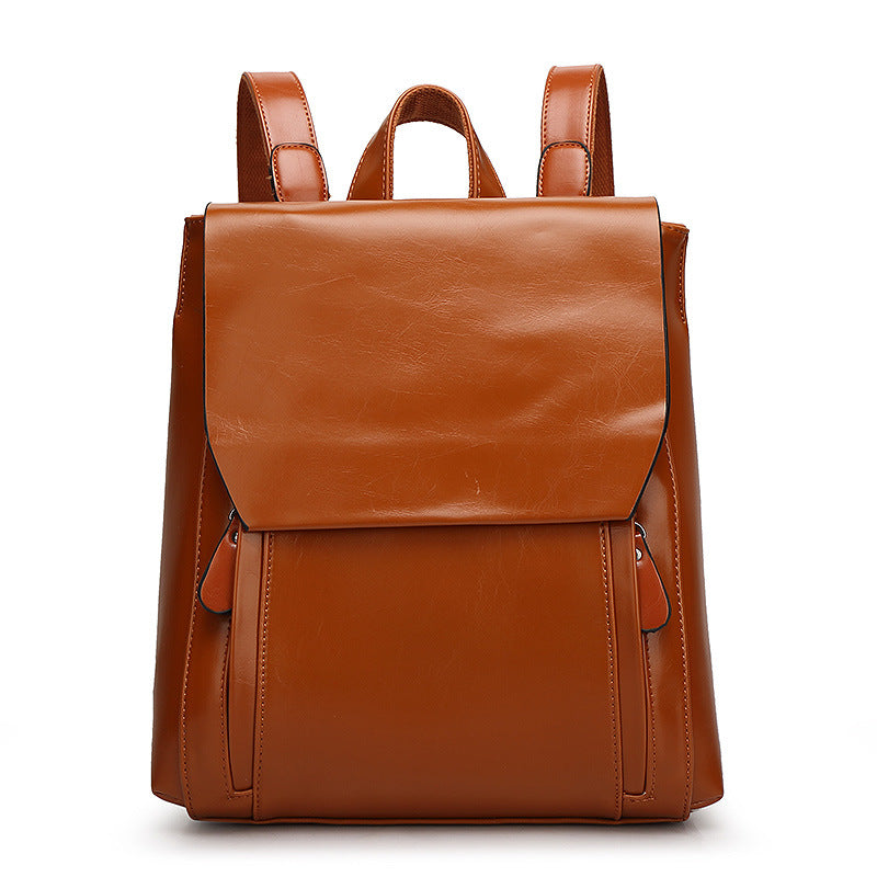 Women's Korean Style Fashion Oil Wax College Backpacks