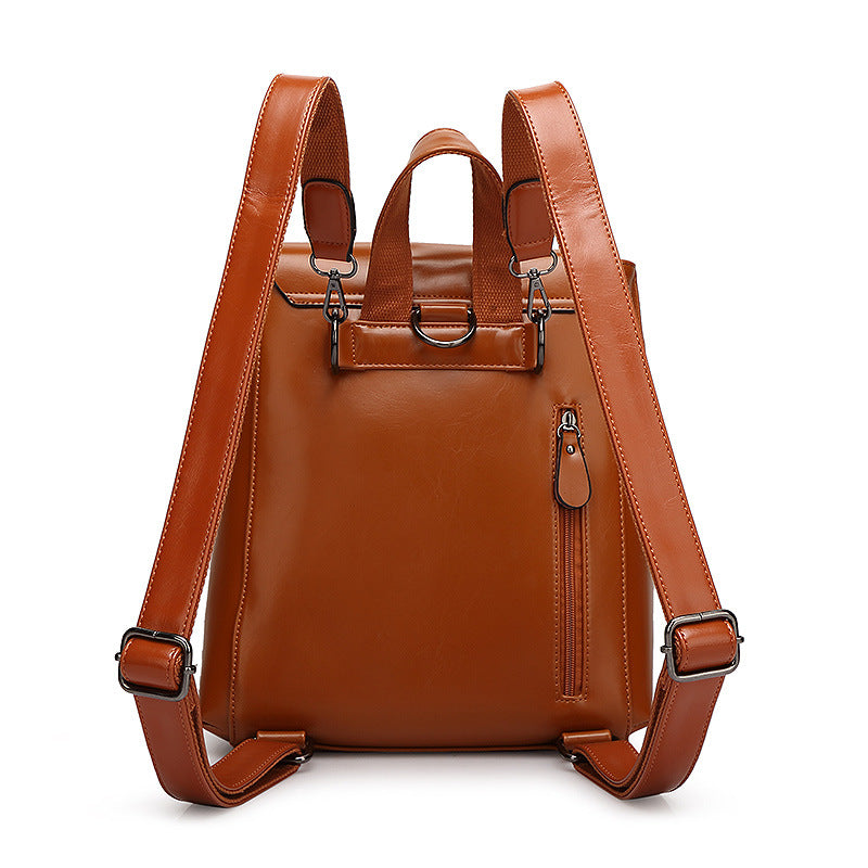 Women's Korean Style Fashion Oil Wax College Backpacks