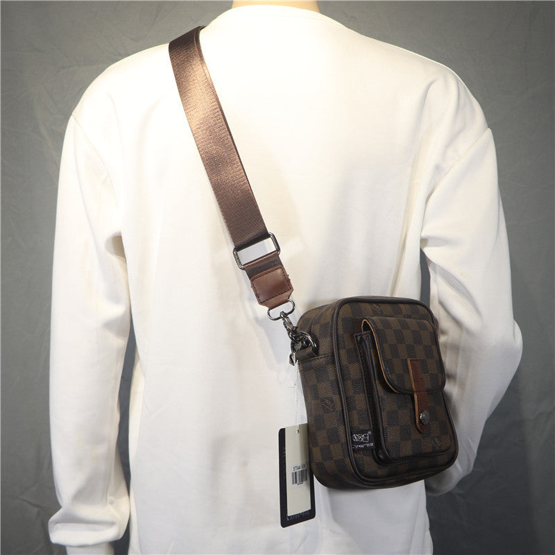 Men's Stylish Fashion Mini Vertical Plaid Men's Shoulder Bags