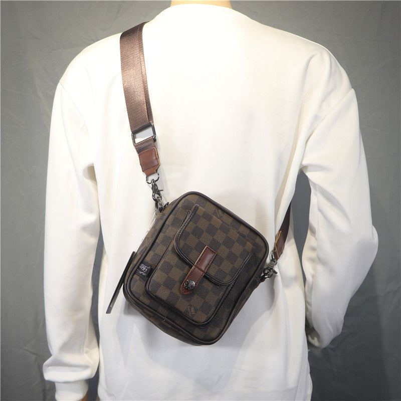 Men's Stylish Fashion Mini Vertical Plaid Men's Shoulder Bags