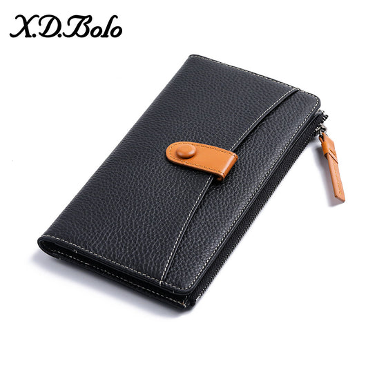 Women's Cowhide Multiple Slots Long Zipper Soft Ladies Wallets