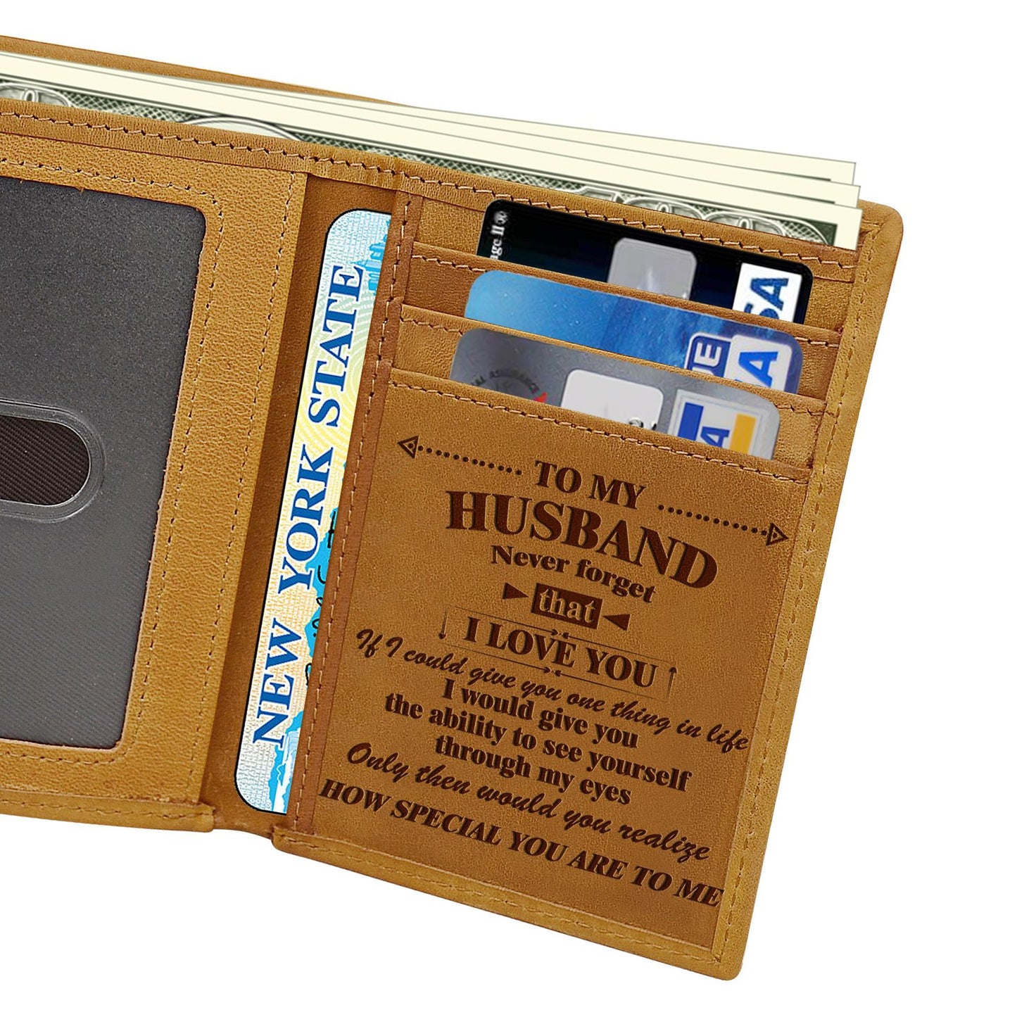 Men's Laser Sculpture Three Fold Crazy Horse Card Holder