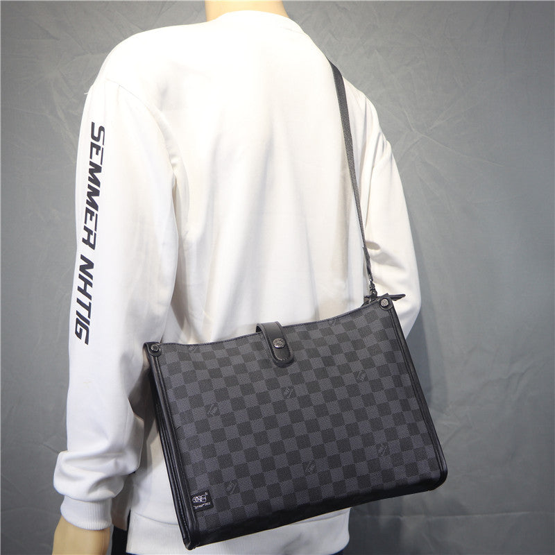 Men's Innovative Trendy Plaid Business Fashion Men's Shoulder Bags