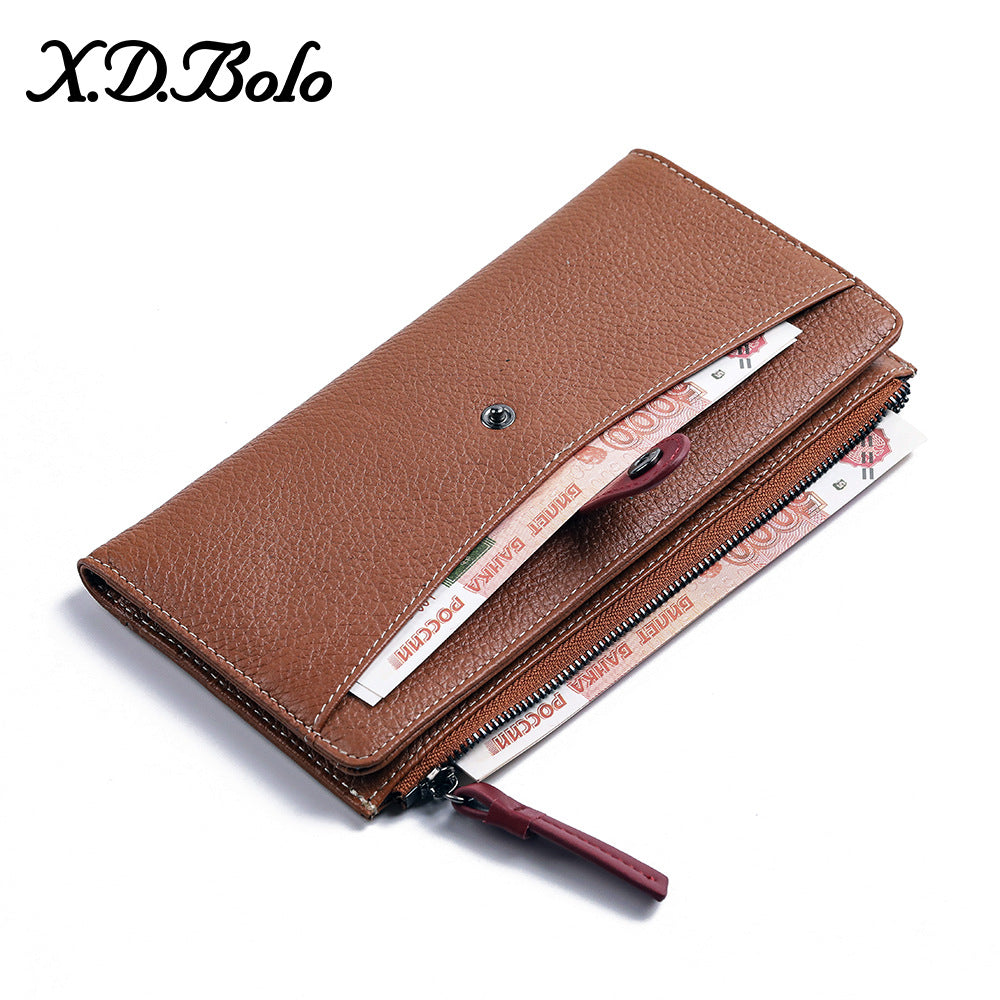 Women's Cowhide Multiple Slots Long Zipper Soft Ladies Wallets