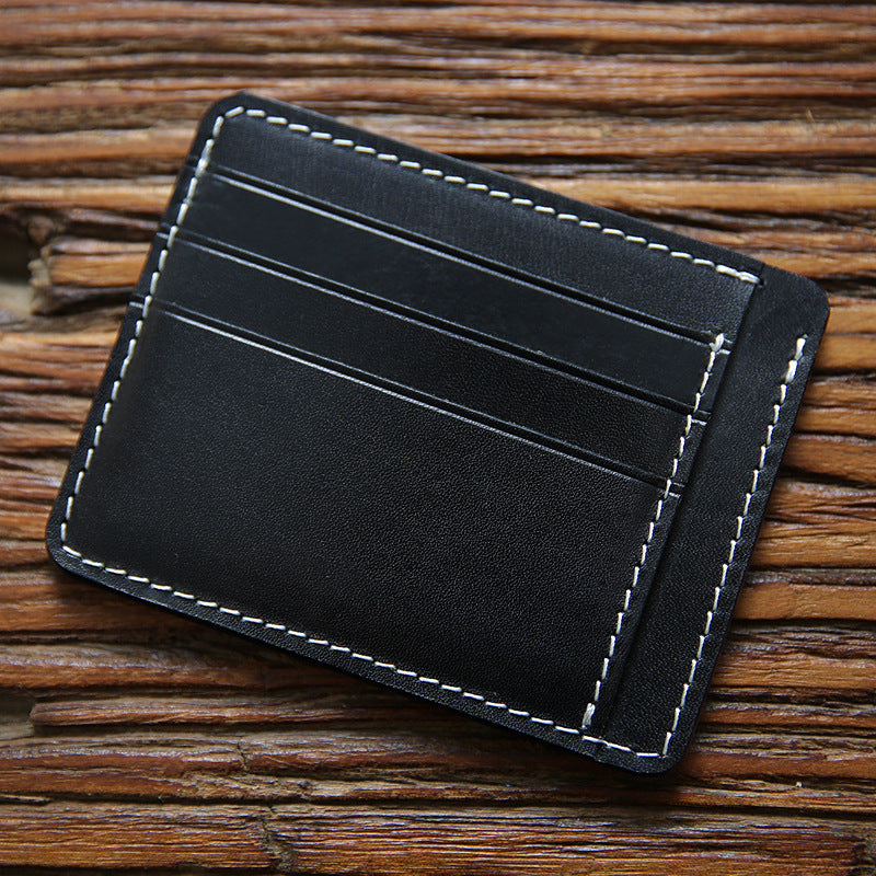 Men's Vegetable First Layer Short Cowhide Vintage Card Holder