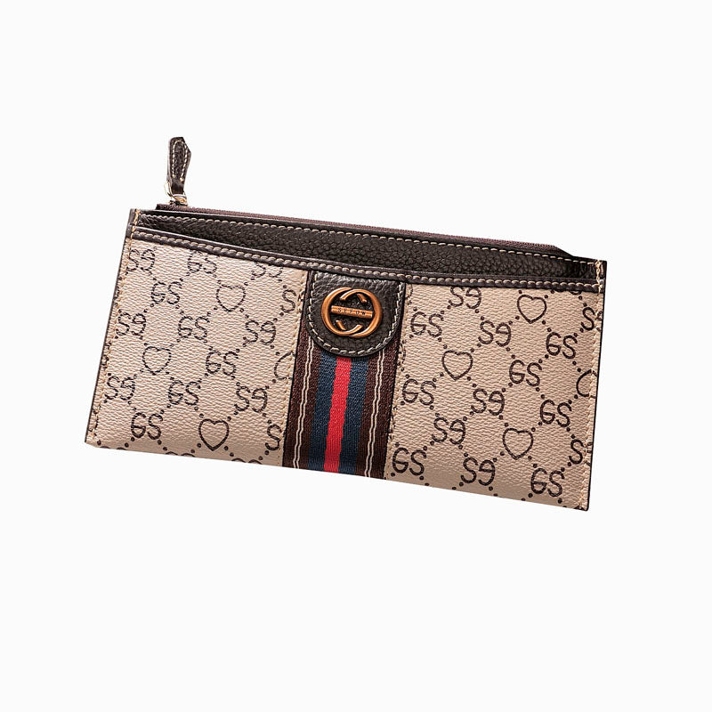 Women's Fashion Clutch Long Zip Genuine Leather Purses