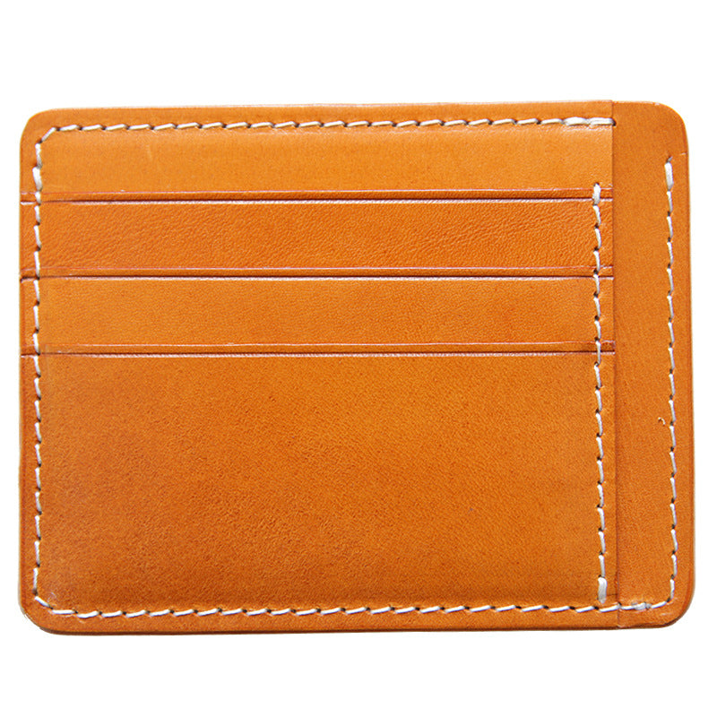 Men's Vegetable First Layer Short Cowhide Vintage Card Holder