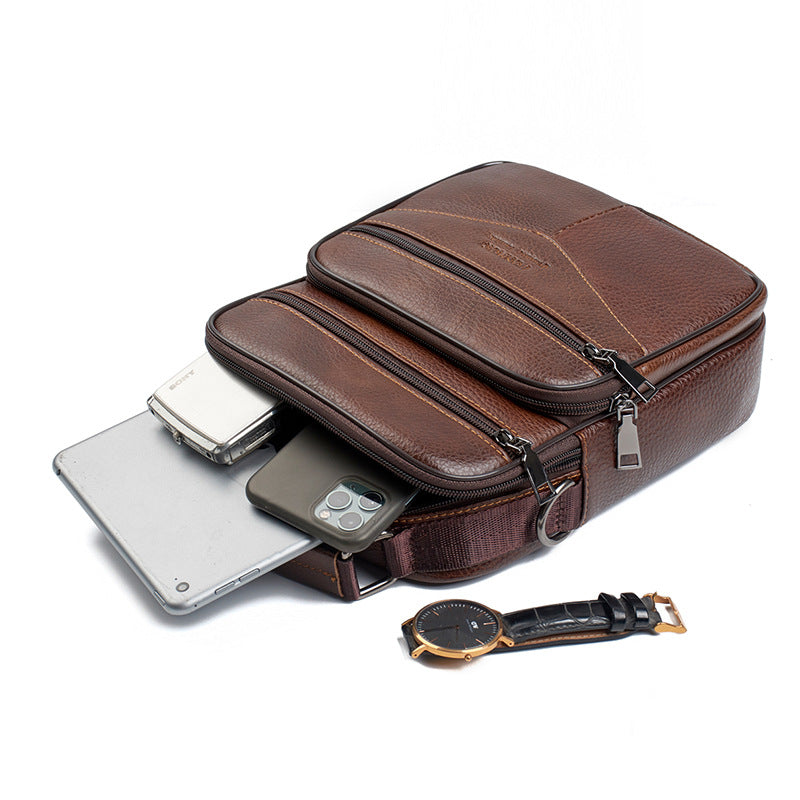 Men's Leather Vertical First Layer Cowhide Business Men's Shoulder Bags
