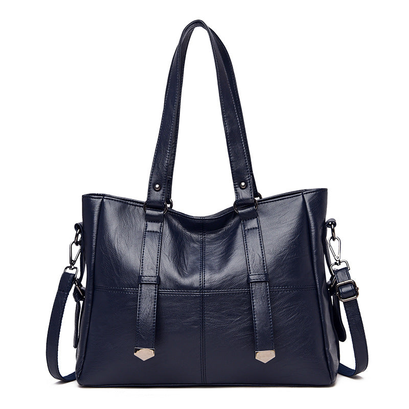 Women's Fashion Solid Color Large Capacity Zipper Handbags