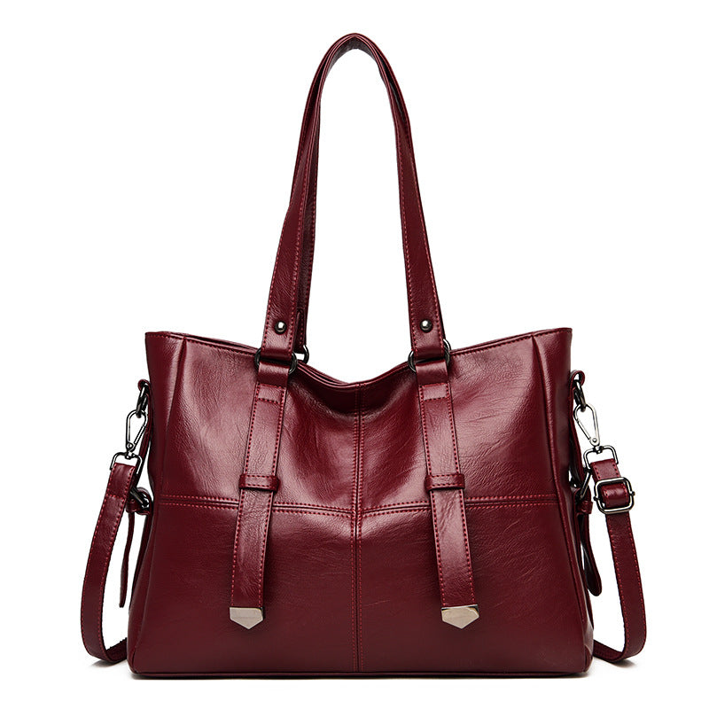 Women's Fashion Solid Color Large Capacity Zipper Handbags