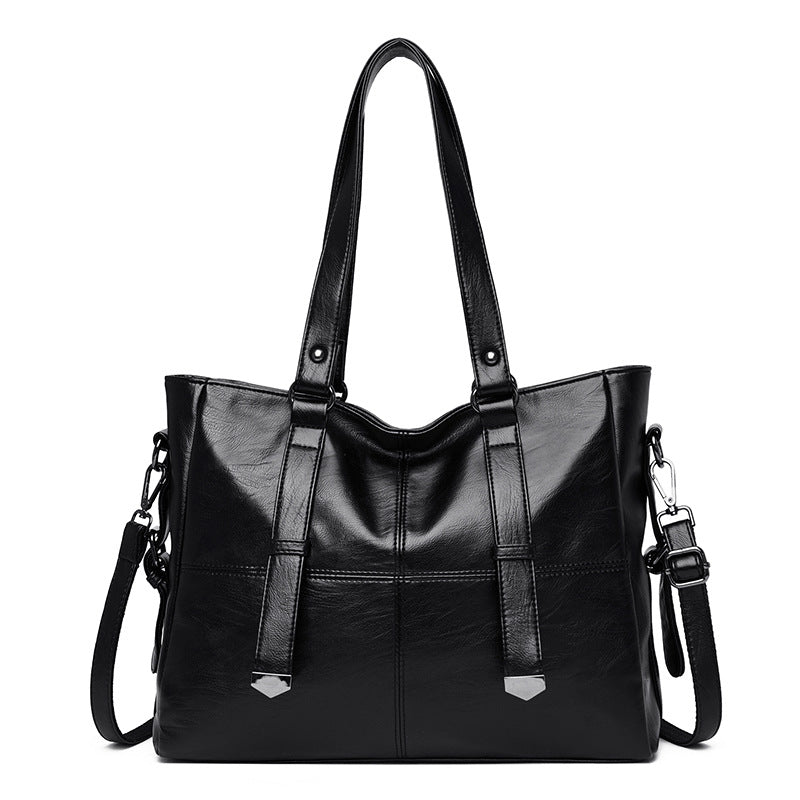 Women's Fashion Solid Color Large Capacity Zipper Handbags