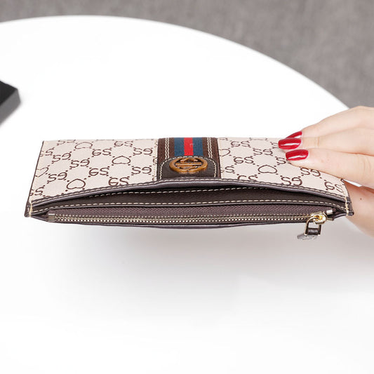 Women's Fashion Clutch Long Zip Genuine Leather Purses