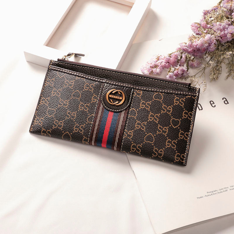 Women's Fashion Clutch Long Zip Genuine Leather Purses