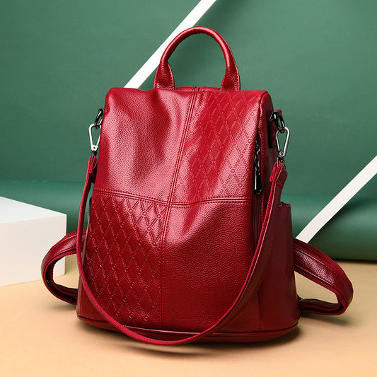 Women's Fashion Large Capacity Soft Leather Trendy Backpacks