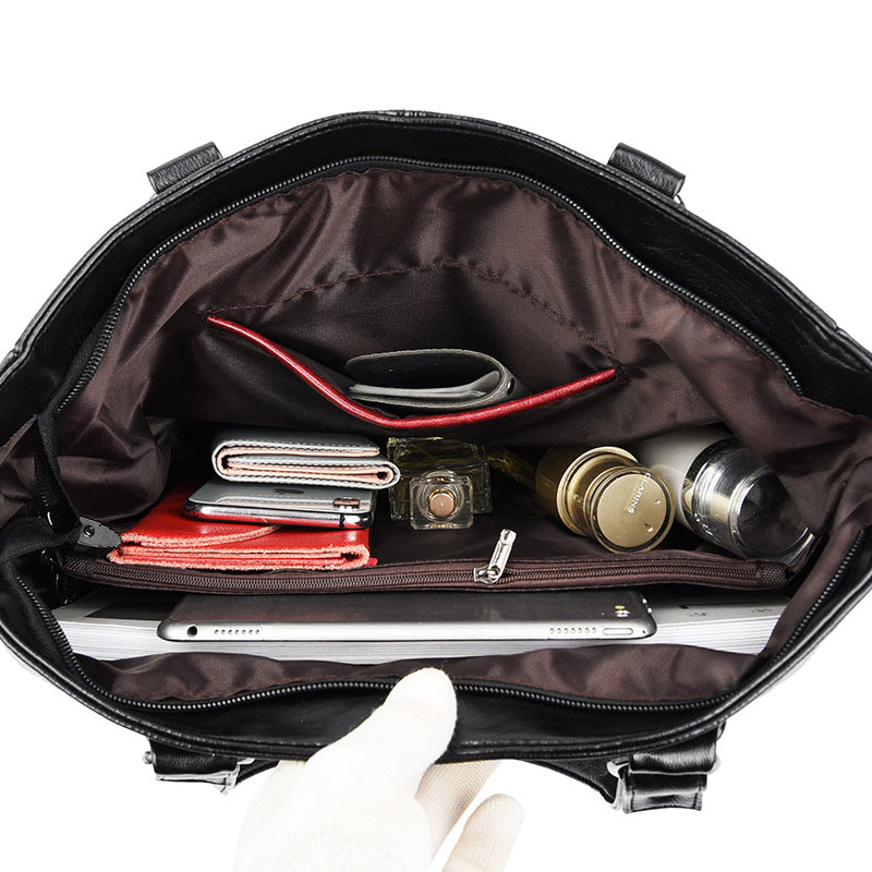 Women's Fashion Solid Color Large Capacity Zipper Handbags