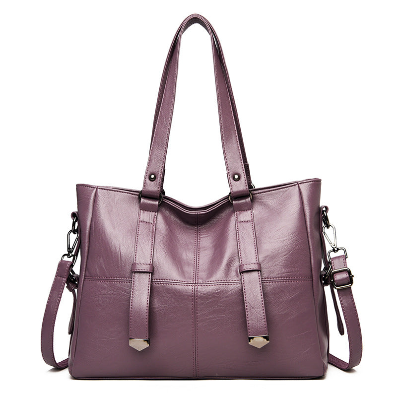 Women's Fashion Solid Color Large Capacity Zipper Handbags