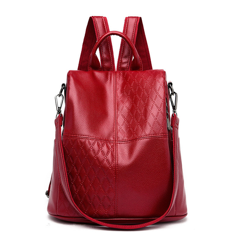 Women's Fashion Large Capacity Soft Leather Trendy Backpacks