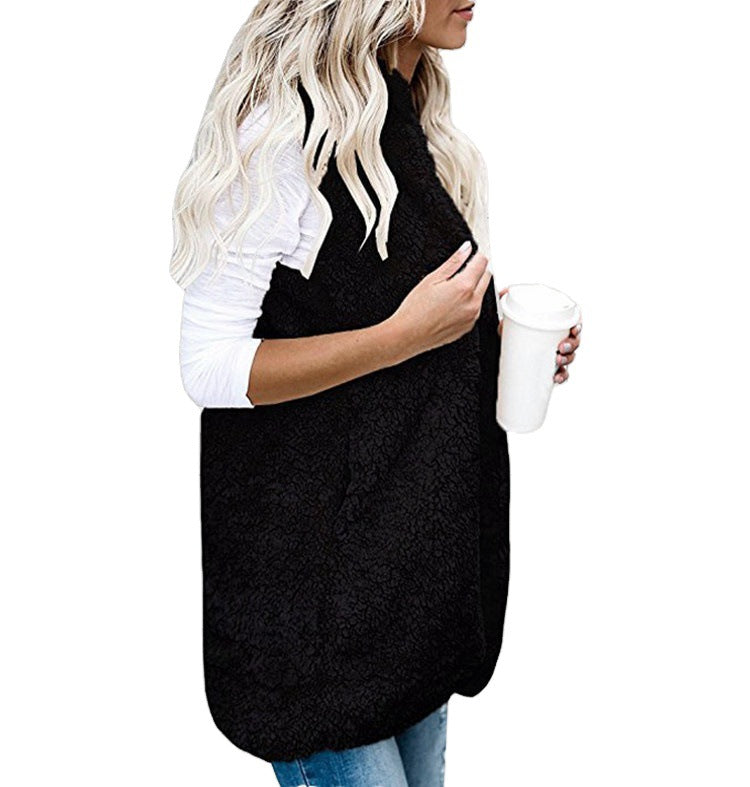 Women's Fashion Solid Color Sleeveless Hooded Pocket Plus Size