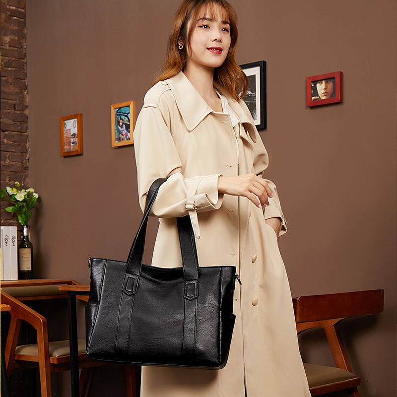 Women's Fashion Large Capacity Totes Soft Leather Shoulder Bags