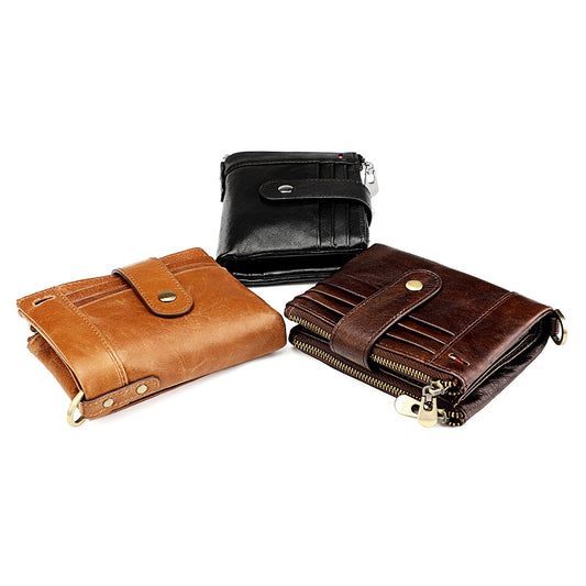 Men's Swiping Multiple Slots Crazy Horse Leather Men's Wallets