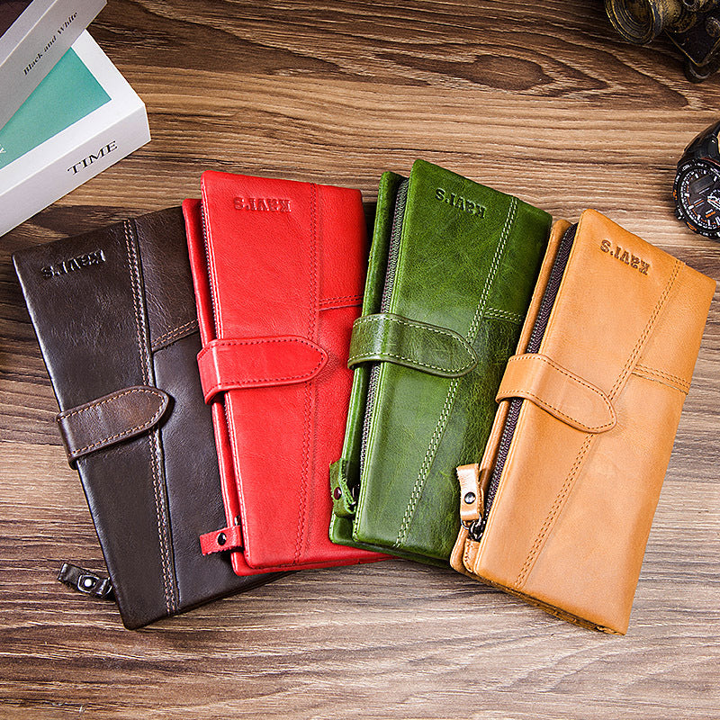 Women's Multiple Slots First Layer Cowhide Two Fold Men's Wallets