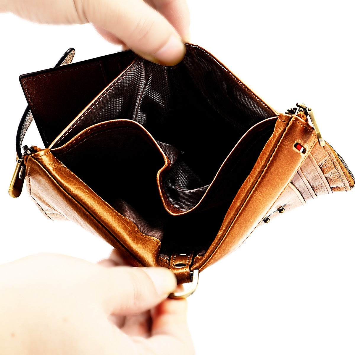 Men's Swiping Multiple Slots Crazy Horse Leather Men's Wallets