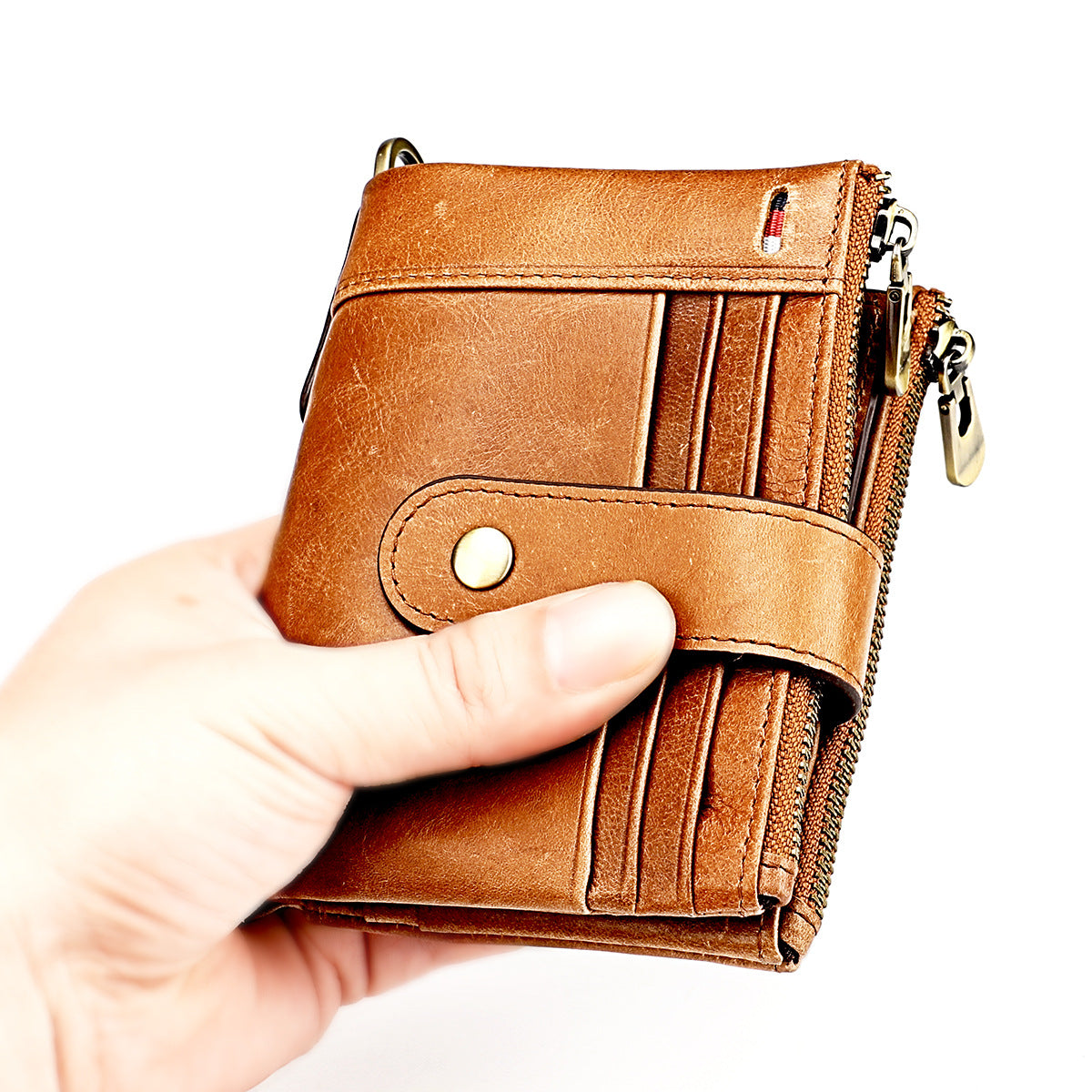 Men's Swiping Multiple Slots Crazy Horse Leather Men's Wallets