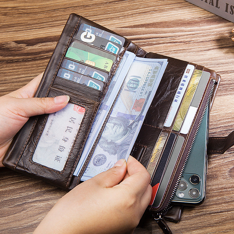 Women's Multiple Slots First Layer Cowhide Two Fold Men's Wallets