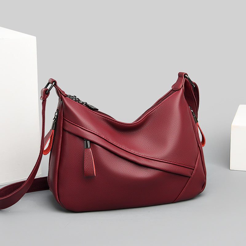 Women's Capacity Soft Leather Simple One Mom Crossbody Bags